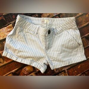 SO Heritage Chino Shorts Women's Juniors Size1 Light Blue/ White Stripe Low-Rise
